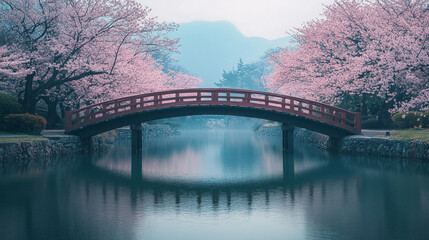 水面に映る満開の桜