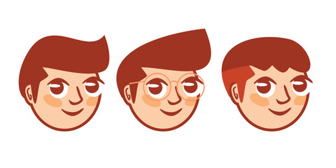 Set of men with different styles of haircuts.