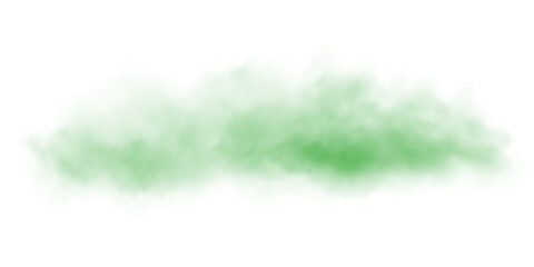 Fantastic green smoke. Magic smoke. Smog cloud on podium or stage. Fog vapor over ground or water surface, magic haze. PNG.
