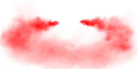 Fantastic red smoke. Magic smoke. Smog cloud on podium or stage. Fog vapor over ground or water surface, magic haze. PNG.
