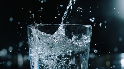 Water Pour: Dramatic Splash and Reflections in Motion - Close-up Photography