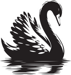 Obraz premium Swan logo vector icon, flat symbol, black color silhouette, white background.generative ai