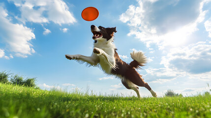 Jubilant Border Collie Catching a Frisbee