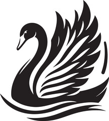 Obraz premium Swan logo vector icon, flat symbol, black color silhouette, white background.generative ai