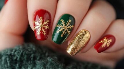 Christmas-Themed Nails with Festive Text for a Perfect Look