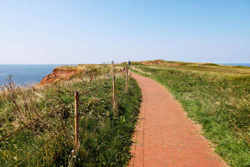 Footpath att the Oberland of the Island Heligoland in Schleswig-Holstein, Germany, Europe.