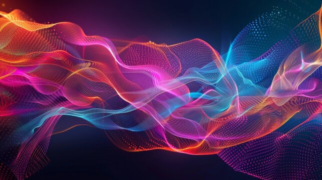 Vibrant neon data streams  a stunning visual representation of dynamic digital flow