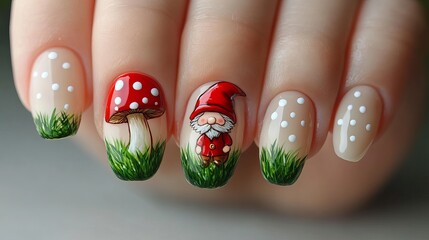 Holiday Nail Art Featuring Christmas Text and Festive Patterns
