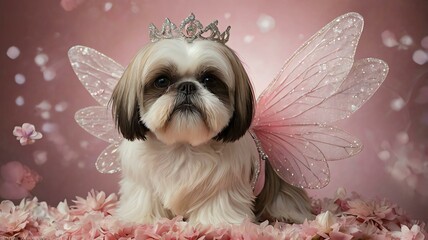 stock photography shihtzu with a fairy custome costume