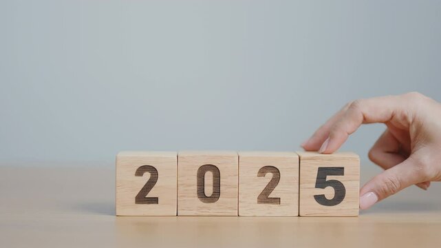 2024 change to 2025 year block on table. goal, Resolution, strategy, plan, start, budget, mission, action, motivation and New Year concepts