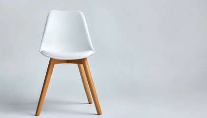 White Chair on Grey Background.