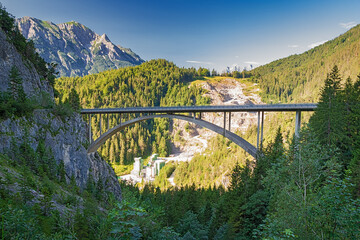 Gaicht pass with Gemstal bridge at Tyrol, Austria