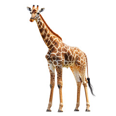 Fototapeta premium A majestic giraffe stands gracefully isolated white background