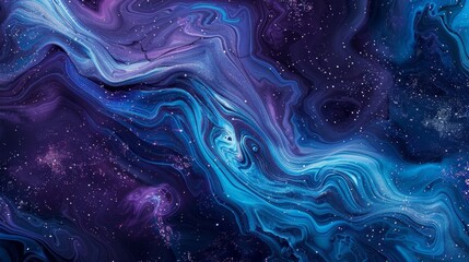 Fototapeta premium Mesmerizing abstract cosmic waves in deep blue and violet with sparkling stars inviting exploration