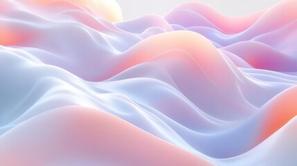 abstract 3d rendering of undulating pastelcolored waves smooth flowing forms create soothing visual rhythm soft gradient transitions between hues evoke tranquil dreamlike aesthetic