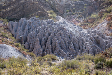 Atuel Canyon in San Rafael, Mendoza, Argentina. Aerial photo of Los Monjes.