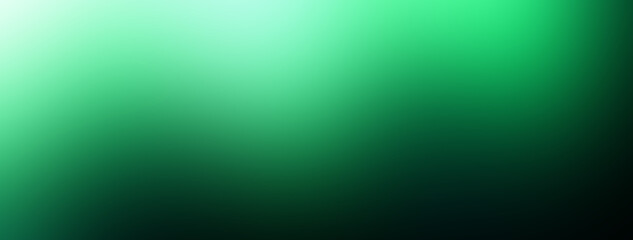 Green white illuminated spots on black, grainy color gradient background, noise texture effect, copy space