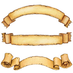 Watercolor hand drawn vintage scroll banner