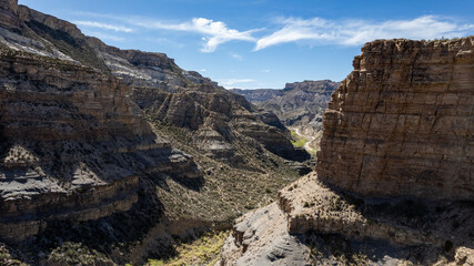 Atuel Canyon in San Rafael, Mendoza, Argentina Aerial photo of the Atuel River.