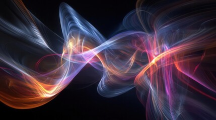 Obraz premium abstract light painting created by sentient photons luminous tendrils weave complex patterns in the air forming 3d sculptures of pure energy that respond to thought and emotion