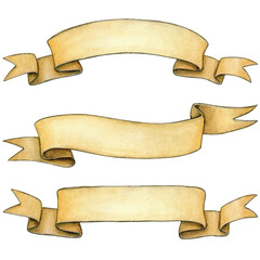 Watercolor hand drawn vintage scroll banner