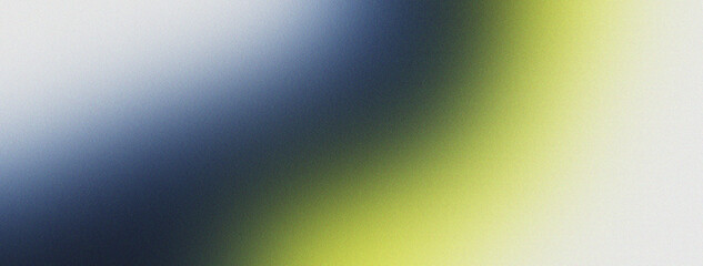 Blue yellow white illuminated spots on black, grainy color gradient background, noise texture effect, copy space