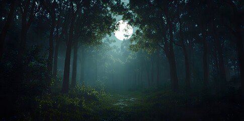 Obraz premium Moonlit Forest Path