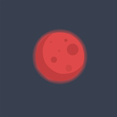 Fototapeta premium red full moon in flat vector design.