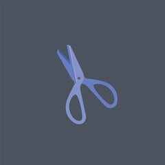 blue scissor in flat vector design.