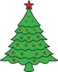 Christmas tree vector art illustration on a white background