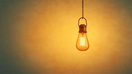 Nostalgic lamp with floating particles, textured glass, vintage light, flat design illustration