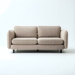 A sleek, modern sofa isolated on a white background, showcasing clean lines and a minimalist design.