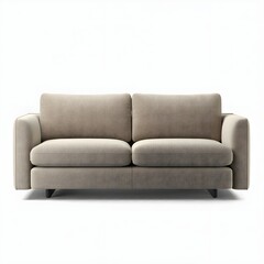 A sleek, modern sofa isolated on a white background, showcasing clean lines and a minimalist design.