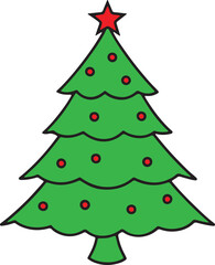 Christmas tree vector art illustration on a white background