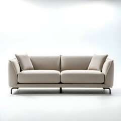 Obraz premium A sleek, modern sofa isolated on a white background, showcasing clean lines and a minimalist design.
