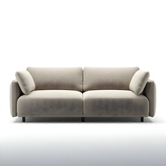 A sleek, modern sofa isolated on a white background, showcasing clean lines and a minimalist design.