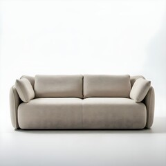 A sleek, modern sofa isolated on a white background, showcasing clean lines and a minimalist design.
