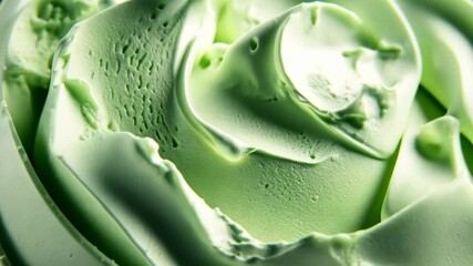 Swirling green mint ice cream ready to be enjoyed at a summer beach party
