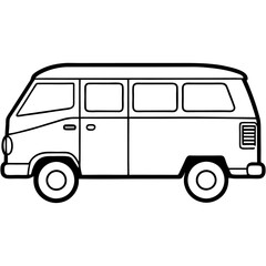 van outline coloring book page line art drawing