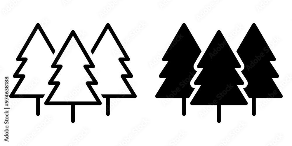Fototapete ofvs730 outlinefilledvectorsign ofvs - 3 fir tree vector icon . forest silhouette sign . isolated tr