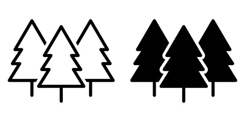 ofvs730 OutlineFilledVectorSign ofvs - 3 fir tree vector icon . forest silhouette sign . isolated transparent . outline and filled version . AI 10 / EPS / PNG . g12076