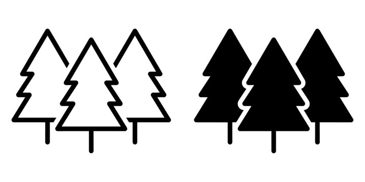 ofvs730 OutlineFilledVectorSign ofvs - 3 fir tree vector icon . forest silhouette sign . isolated transparent . outline and filled version . AI 10 / EPS / PNG . g12076