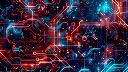 Fototapeta premium Intricate abstract circuit board design with glowing lines and nodes symbolizing ai connectivity