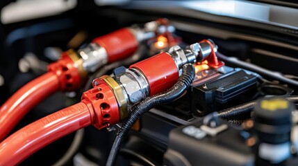 A closeup of fire extinguishing tools specifically designed for lithium battery fires in electric vehicles