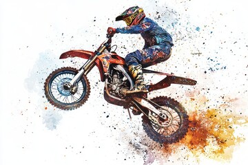 Thrilling Dirt Bike Adventure: Adrenaline-Fueled Stunts and Vibrant Splashes