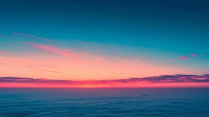 Naklejka premium Minimalist Background: Dramatic Sunset Over a Beach Horizon with Soft Blue and Red Gradients 