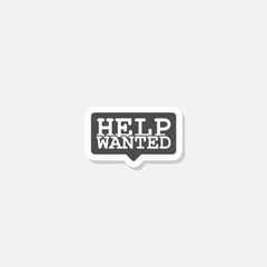 Help wanted icon sticker isolated on gray background