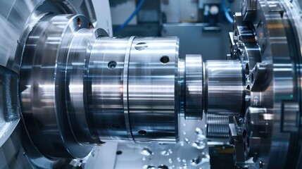 Close-up of a Metal Turning Machine