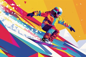 Vibrant Snowboarding Adventure in the Mountains