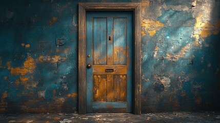 A weathered wooden door in a historic building